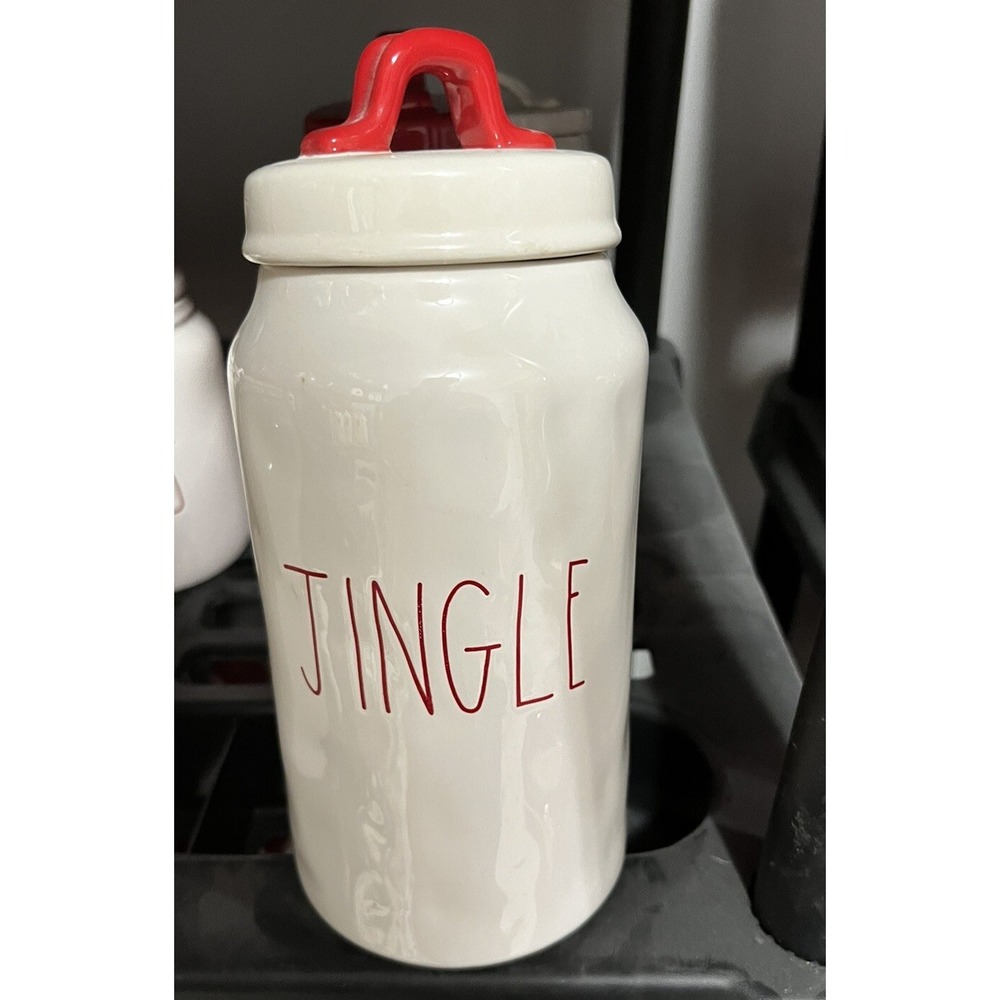 RAE DUNN RED & WHITE "JINGLE" CANISTER ARTISAN COLLECTION BY MAGENTA
